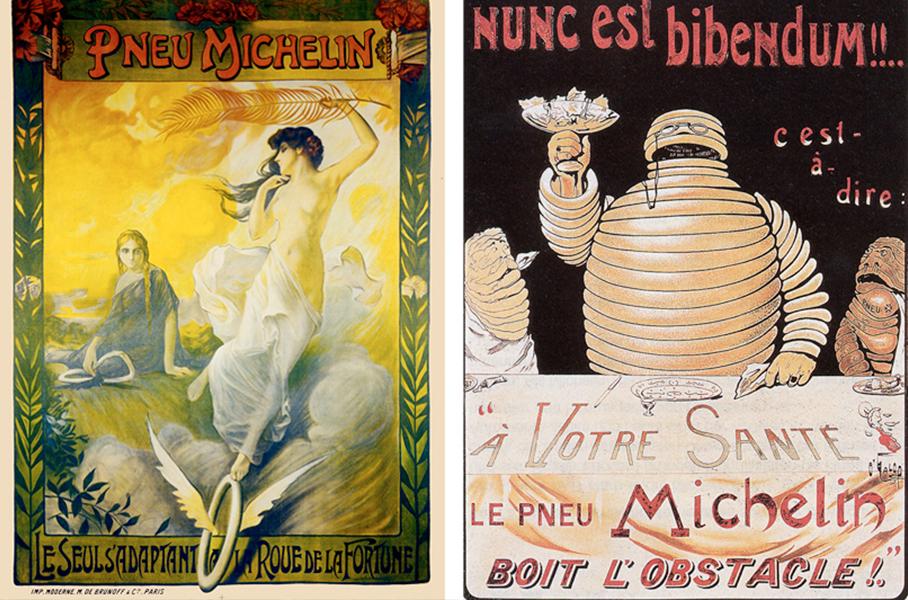 В рекламе Michelin 1897 года, словно в календаре Pirelli, была изображена полуобнаженная богиня на пневматической шине