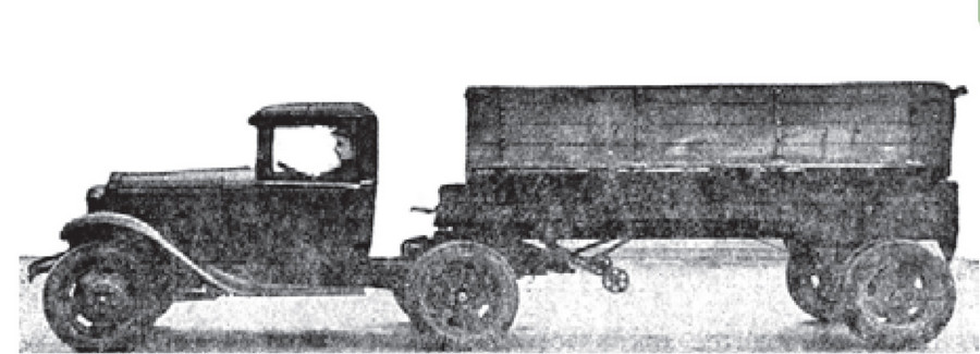 Седельный тягач ГАЗ-АА с деревяннымполуприцепом-платформой, 1934-1940 гг.